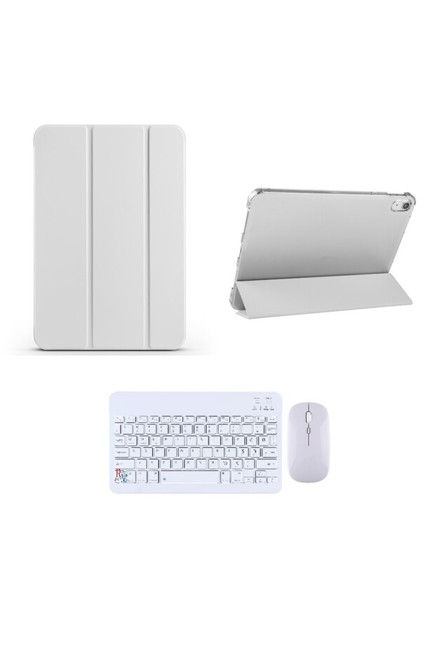 İpad 10.Nesil 2022 10.9 Inç İle Uyumlu Standlı Smart Kılıf ve Klavye Mouse 2'li Set - 1