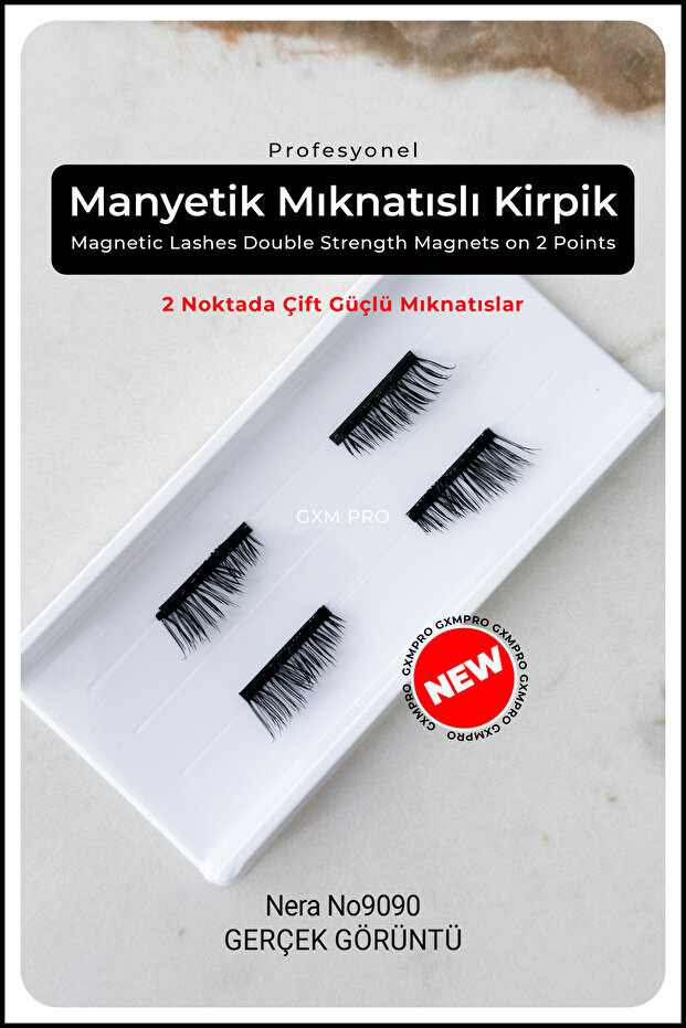 Manyetik Mıknatıslı Kirpik (Eyeliner Hediyeli) - Magnetic Lashes Double Strength Magnets on 2 Points - 1