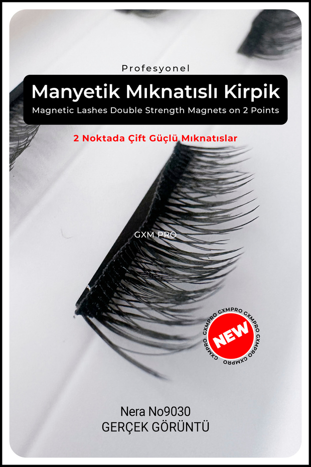 Manyetik Mıknatıslı Kirpik (Eyeliner Hediyeli) - Magnetic Lashes Double Strength Magnets on 2 Points - 2