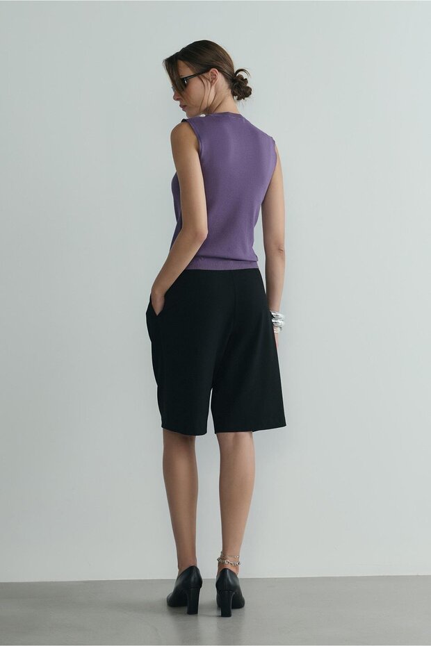 Siyah Bren Bermuda Şort - 5