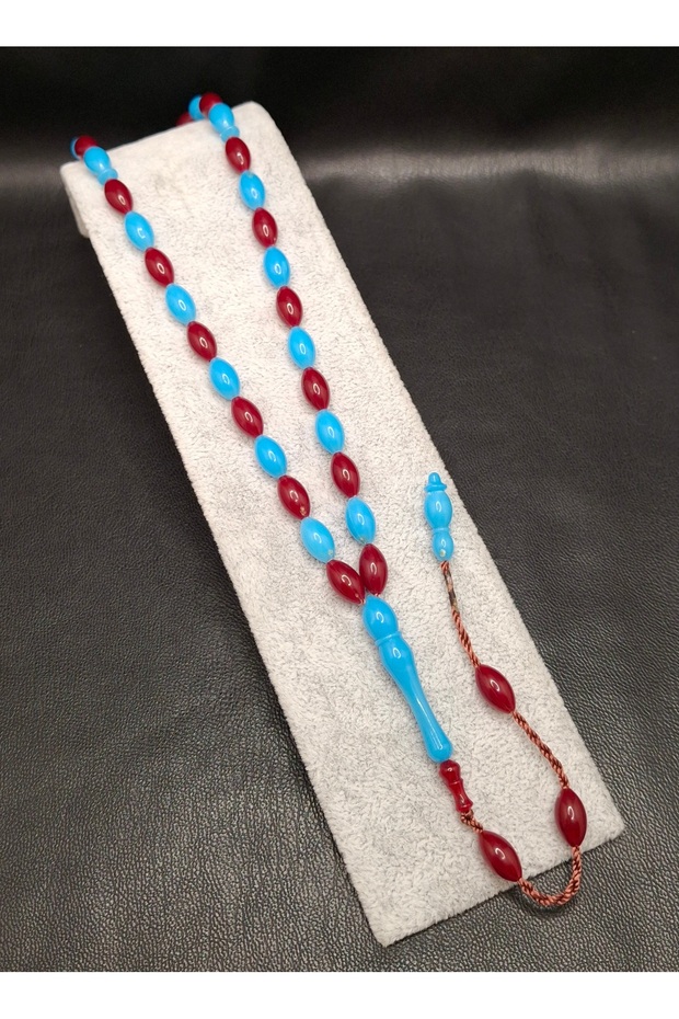 Burgundy Blue Color Barley Cut Fan Model Powder Amber Prayer Beads