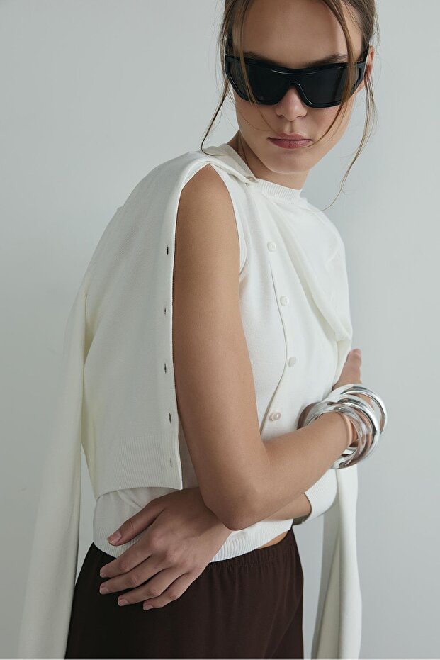 Ekru Lea Triko Bluz - 7