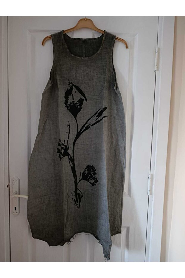 Sleeveless, Slim, Floral Print, 2 Side Pockets, 100% Cotton Woven, Long Dress