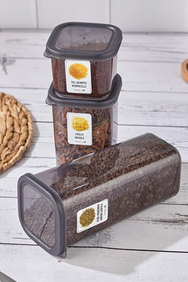 مجموعة من 6 حاويات تخزين بسعة 12 قطعة سعة 1700 مل مع أغطية محكمة الإغلاق، حاوية لتخزين الحبوب والمواد الغذائية، منظم للمطبخ - 4