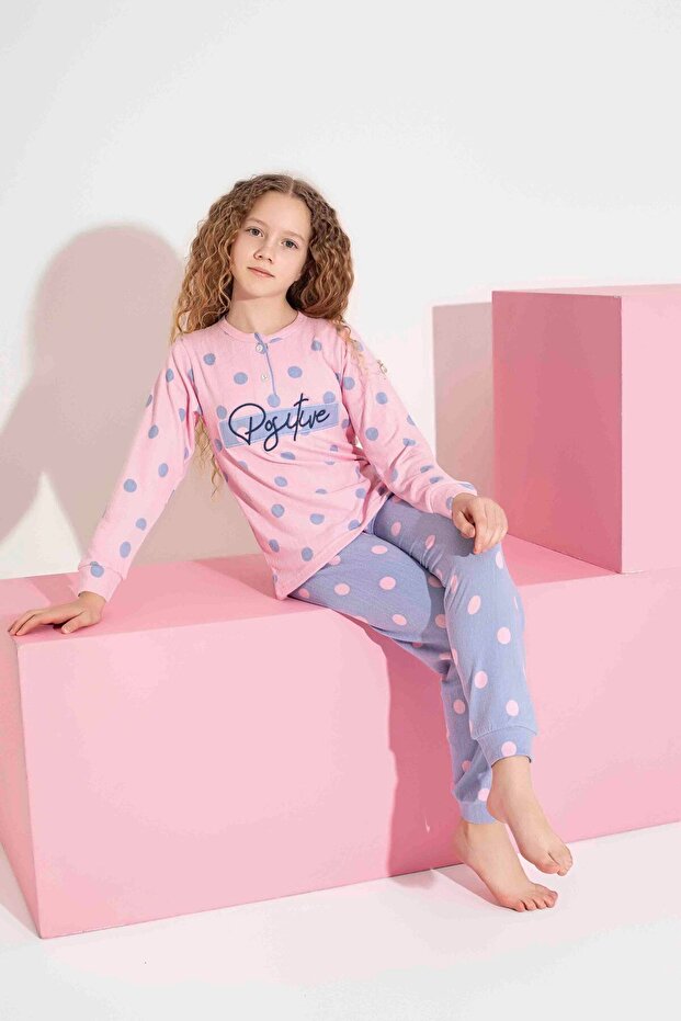Kadın Puantiye Desenli Termal Kumaş Pijama Takımı Anne Kız Kombin Tek Tek Sepete Eklenmelidir. - 5