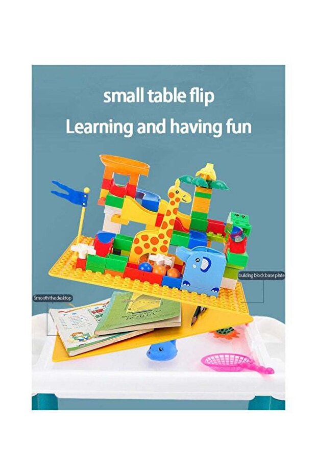 Building Blocks Activity Play Table and chair Set with Storage Large Blocks, for Kids Ages 2+ - 3