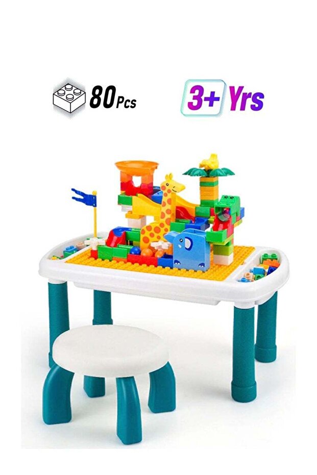 Building Blocks Activity Play Table and chair Set with Storage Large Blocks, for Kids Ages 2+ - 1