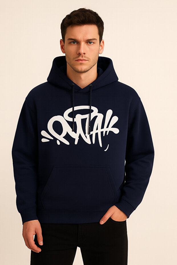 Hooded Sweatshirt - Unisex - Oversize - 3 Thread Raised - Graffiti Printed
