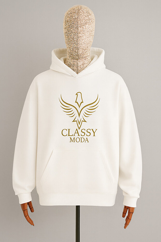 سترة بغطاء للرأس للجنسين - شعار CLASSY MODA - 3 خيوط منسوجة - نمط رياضي يومي مريح