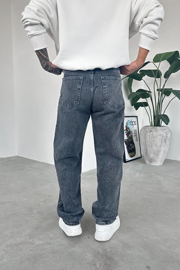 Dokulu Gri Basic Regular Pantolon - 3