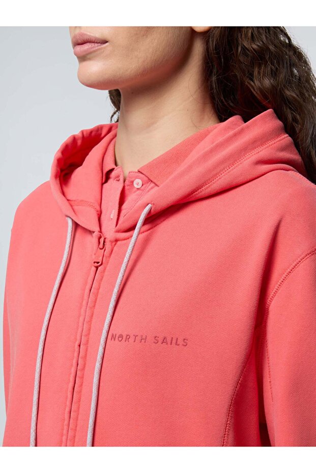 Fermuarlı Baskılı Kapüşonlu Sweatshirt - 6