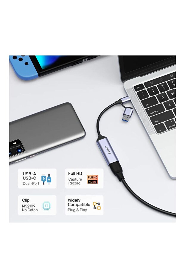 HDMI to USB-C/A Video Capture Card 4K Input 1080p Output | V1167A - 6