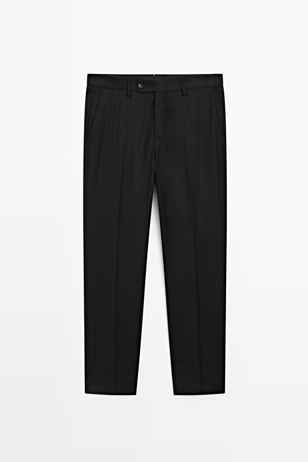 Wool blend flannel suit trousers - 5