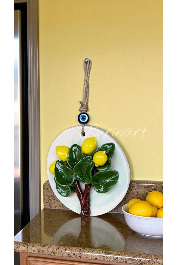 El Yapımı 25cm Boy 15 Cm En Seramik Limon Ağacı Kaliteli Şık Duvar Süsü/mutfak Süsü/kapı Süsü - 2