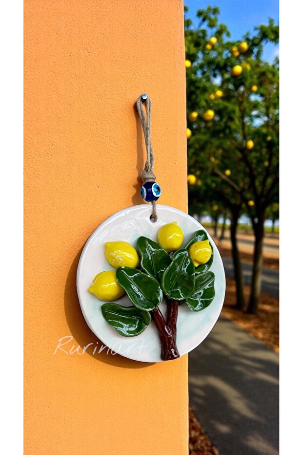 El Yapımı 25cm Boy 15 Cm En Seramik Limon Ağacı Kaliteli Şık Duvar Süsü/mutfak Süsü/kapı Süsü - 3