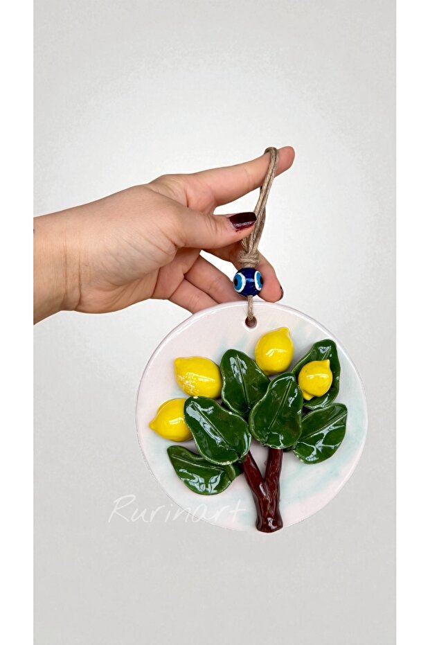 El Yapımı 25cm Boy 15 Cm En Seramik Limon Ağacı Kaliteli Şık Duvar Süsü/mutfak Süsü/kapı Süsü - 4