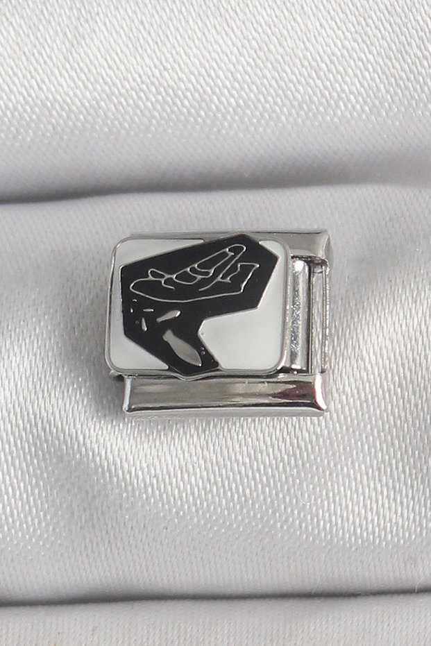 Silver Steel White Black Airplane Engraved Portrait Bead Bracelet for Elegant Woman