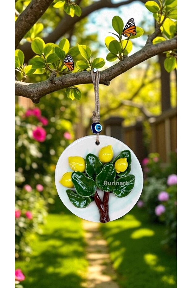 El Yapımı 25cm Boy 15 Cm En Seramik Limon Ağacı Kaliteli Şık Duvar Süsü/mutfak Süsü/kapı Süsü - 1