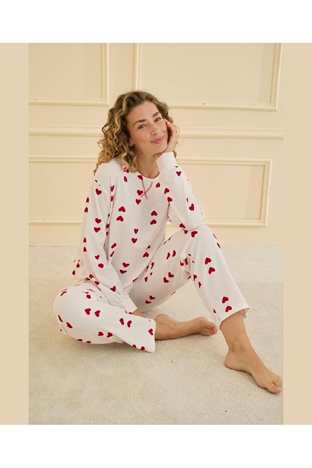 Waffle Sleeve Cuffed X Karyokali Pajama Set - 3