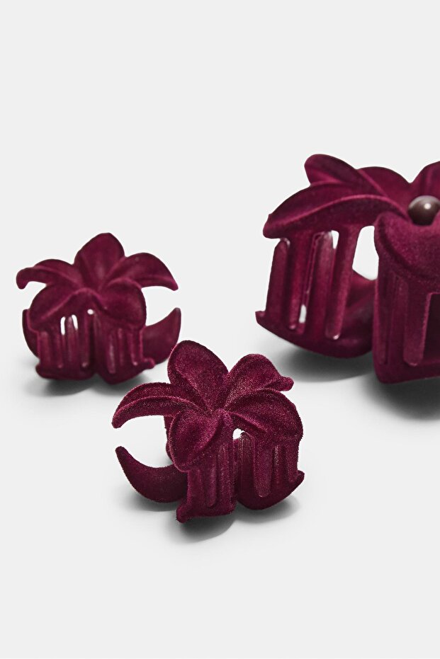 Set 3 çiçekli saç tokası - 5