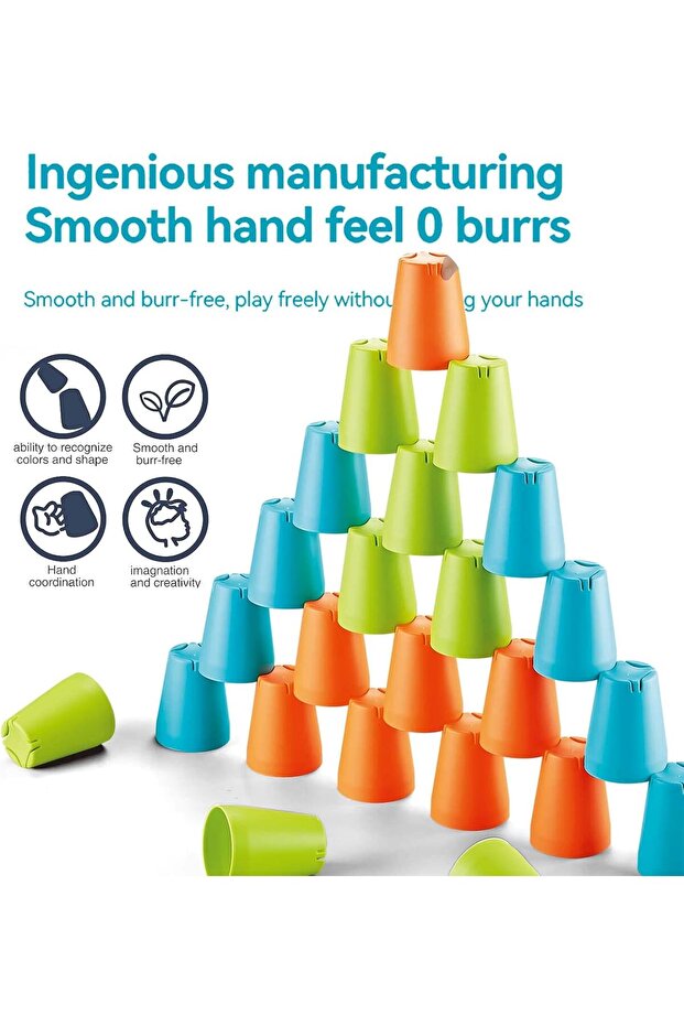 24 Piece Stacking And Nesting Cups Building Set Quick Stack Cups Interactive Game - 4