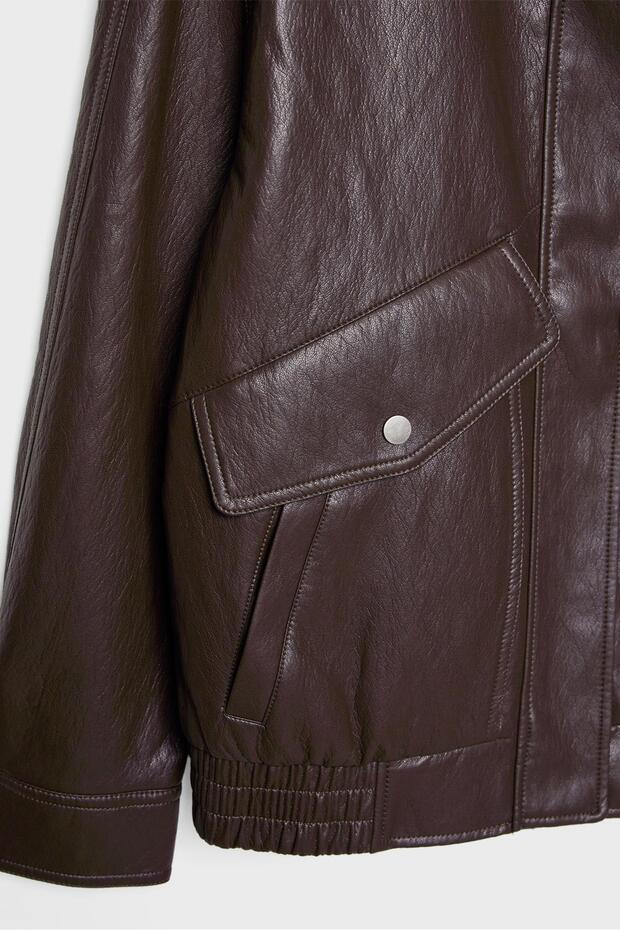 Oversize suni deri ceket - 8