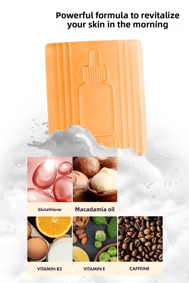 Phlab Wake up Facial Cleansing Bar, Caffeine Serum Effective Puffiness Reducing Soap - 2