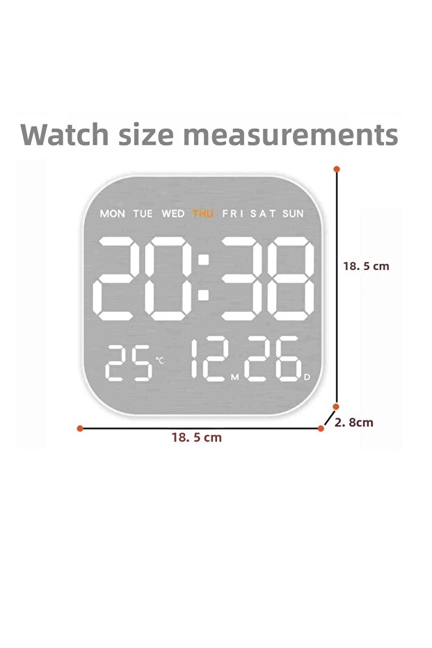 Controlled Led Digital Wall Clock Automatic Brightness Alarm Date and Temperature with Countdown Feature - 2