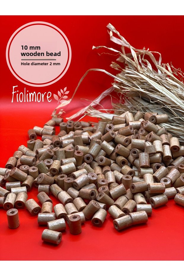 10 mm Varnished Cut Tube Wooden Beads (50 Grams 190 Pieces) Hole Diameter 2 mm Macrame Design Jewelry