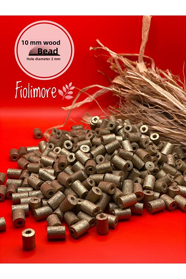 10 mm Gold Yellow Cut Tube Wood Beads (50 Grams 190 Pieces) Hole Diameter 2 mm Macrame Design Jewelry