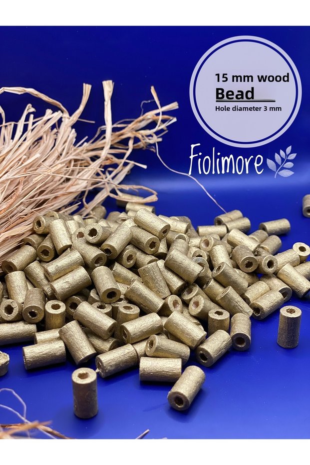 15 mm Gold Yellow Cut Tube Wooden Beads (50 Grams 100 Pieces) Hole Diameter 3 mm Macrame Design Jewelry