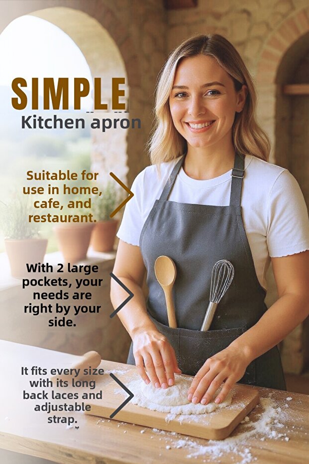 Simple kitchen apron with adjustable strap - 4