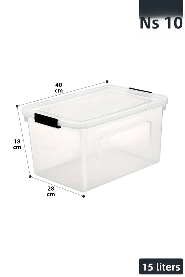 3-Piece Storage Container Horizontal Rectangular with Locking Lid Multi-Purpose Toy Storage Box 15 Liters - 7