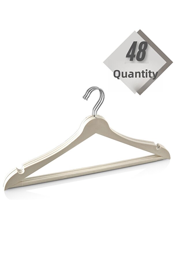 48 Pieces of Wood-Look Plastic A-Quality White Clothes Hangers