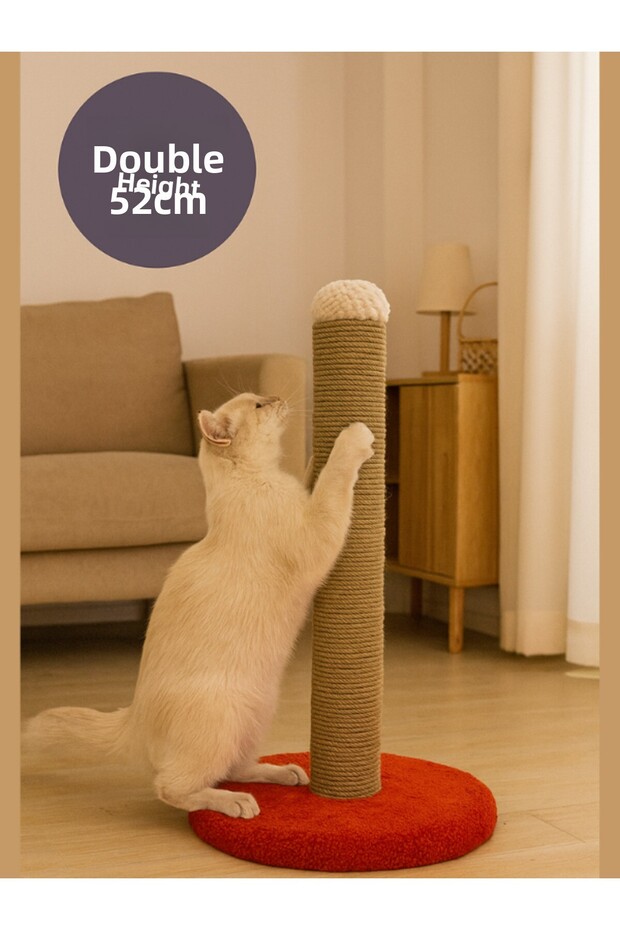 52 cm Adult -Kitten Single Cat Scratching Post Welsoft Soft Fabric 1St Quality Jut Halat