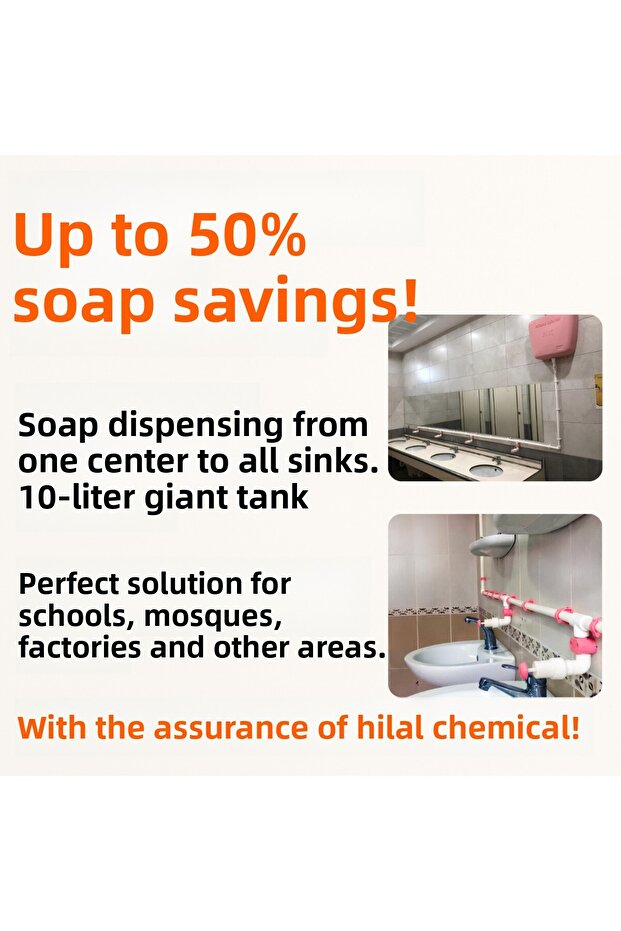 10 Lt 3 Tap Push Button Liquid Soap Dispenser with Central Storage – for School, Mosque and Bulk Use - 3