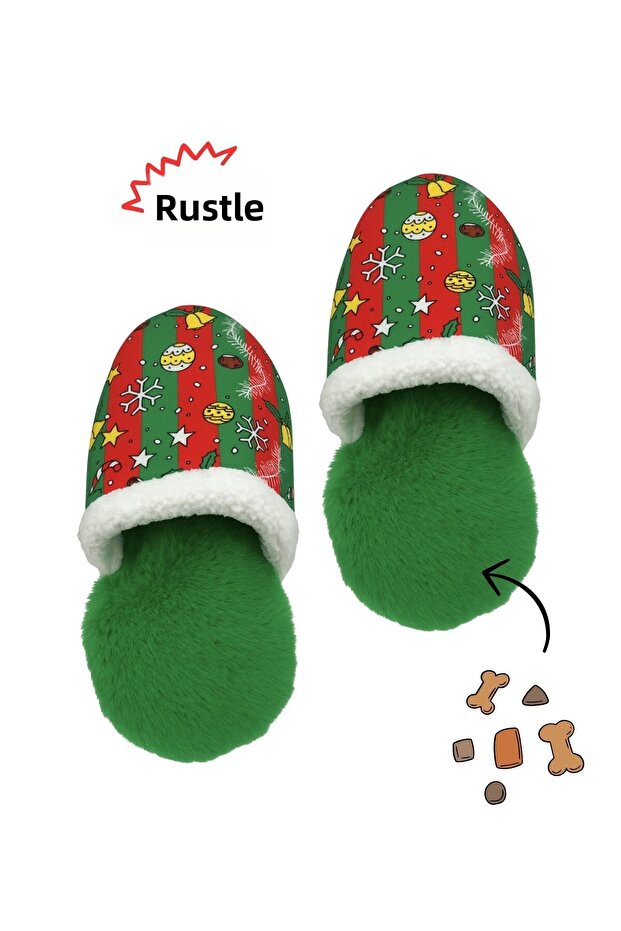 2-Piece Plush Slipper Dog Toy with Sound | Intelligence Developing Toy with Food Storage