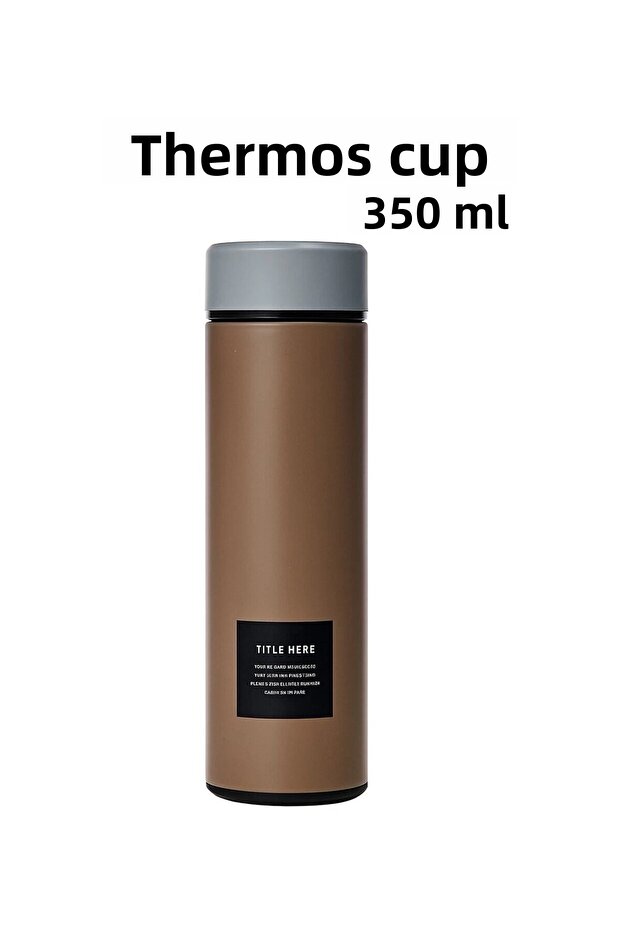 Stainless Steel Flask Thermos Water Bottle 350ml Vacuum Lid - Brown