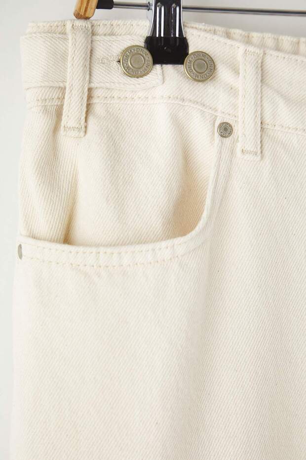 Ekru Beli Lastikli ve Ayarlanabilir Wide Leg Geniş Paça Büyük Beden Pantolon TBBAW26AR00018 - 7
