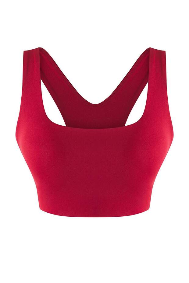 Bordo Destekli/Şekillendirici Sırt Detaylı Örme Spor Sütyeni THMAW26SS00008 - 6