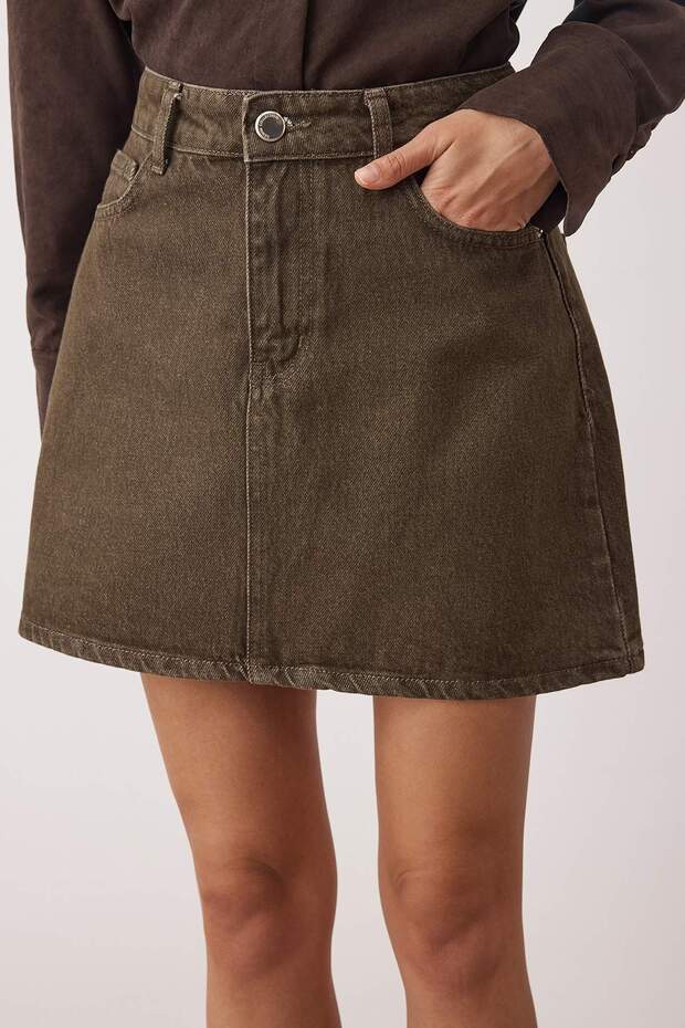 Haki Mini Basic Denim Etek TWOAW26ET00049 - 4