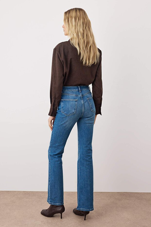 Mavi*002 Süper Yüksek Bel Comfort/Esnek Flare Jeans TWOSS23JE00064 - 4