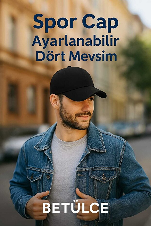 Betülce Unisex Siyah Spor Cap – Ayarlanabilir, Dört Mevsim Basic Şapka