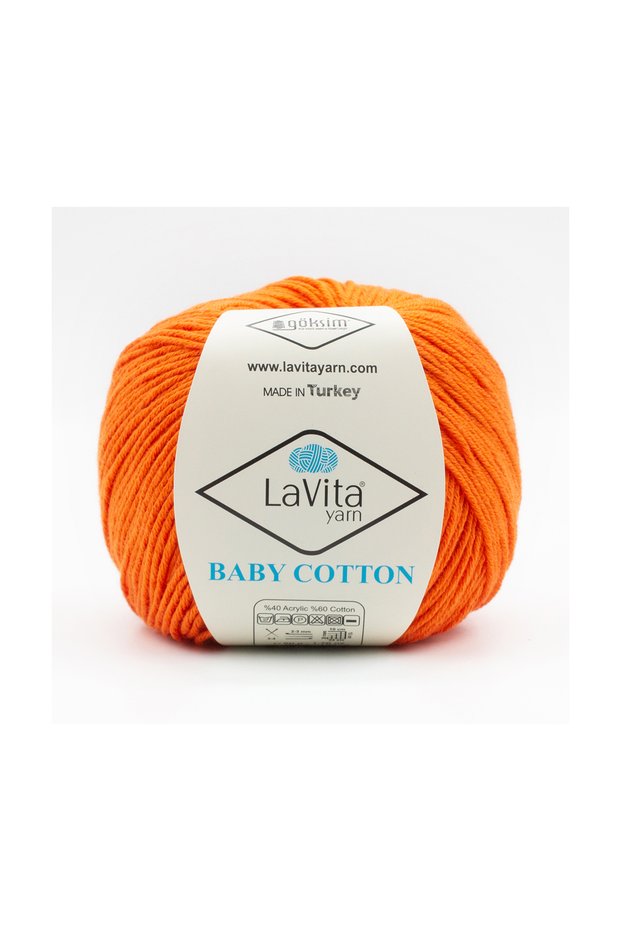Baby Cotton Amigurumi and Hand Knitting Yarn 40% Acrylic 60% Cotton 50Gr (2318 Orange)