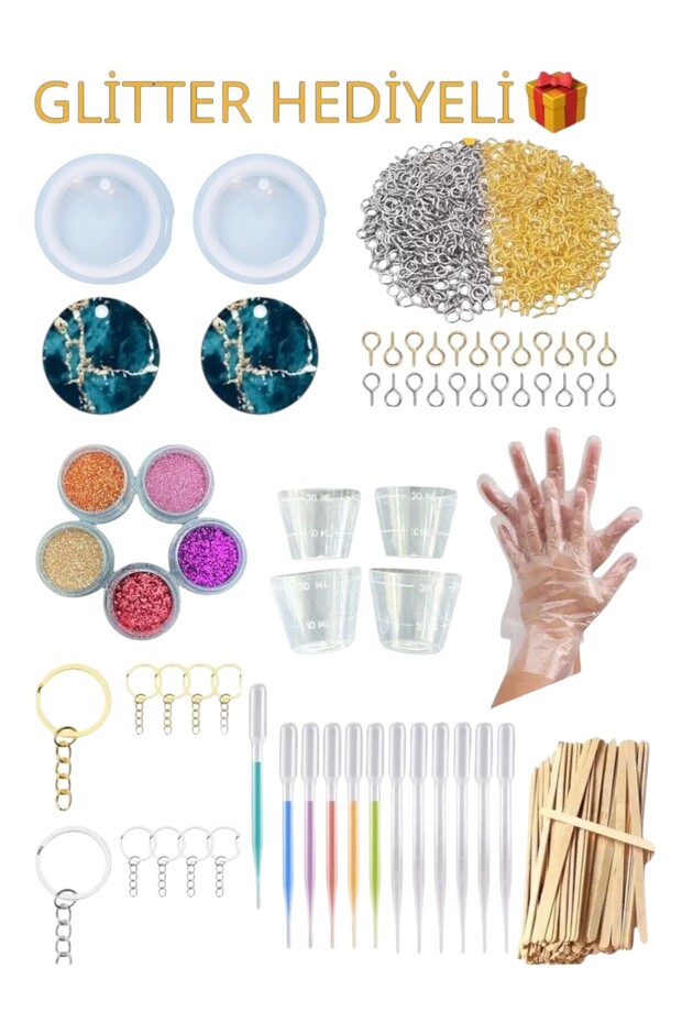 200 Parça Epoksi Reçine Başlangıç Seti, Epoksi Başlangıc Set Epoksi Reçine, Epoksi Glitter 5ad X4 - 1