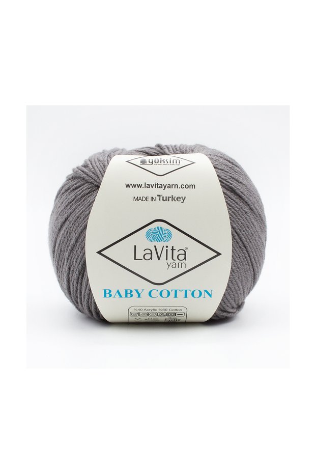 Baby Cotton Amigurumi and Hand Knitting Yarn 40% Acrylic 60% Cotton 50Gr (6001 Gray)