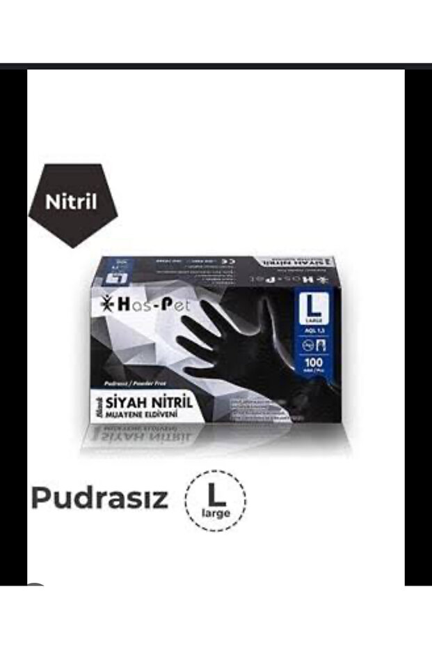 Haspet Siyah Nitril Eldiven L Beden 100’lü - 2