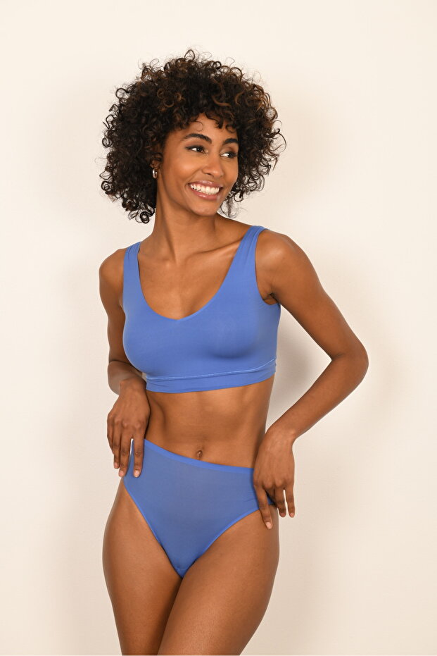 Casey Series Wire-Free Comfortable Bra Blue