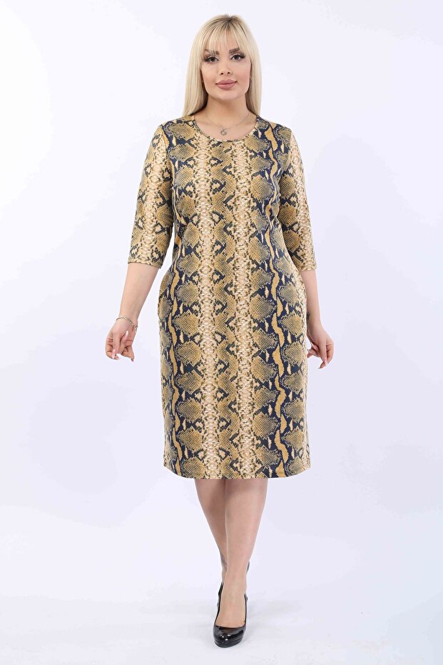 Patterned Pocket Plus Size Dress 37B-2010 - 1