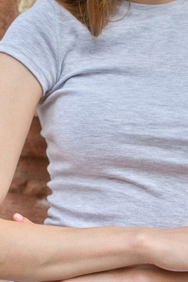 Bisiklet Yaka Basic Tişört Karmelanj - 3